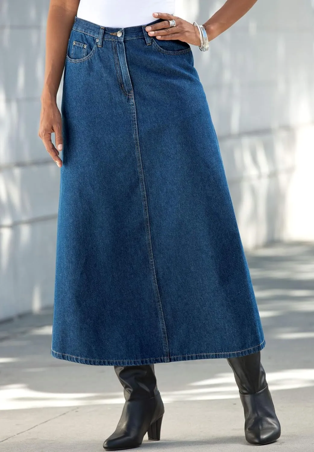 Roaman's Women's Plus Size Complete Cotton A-Line Skirt