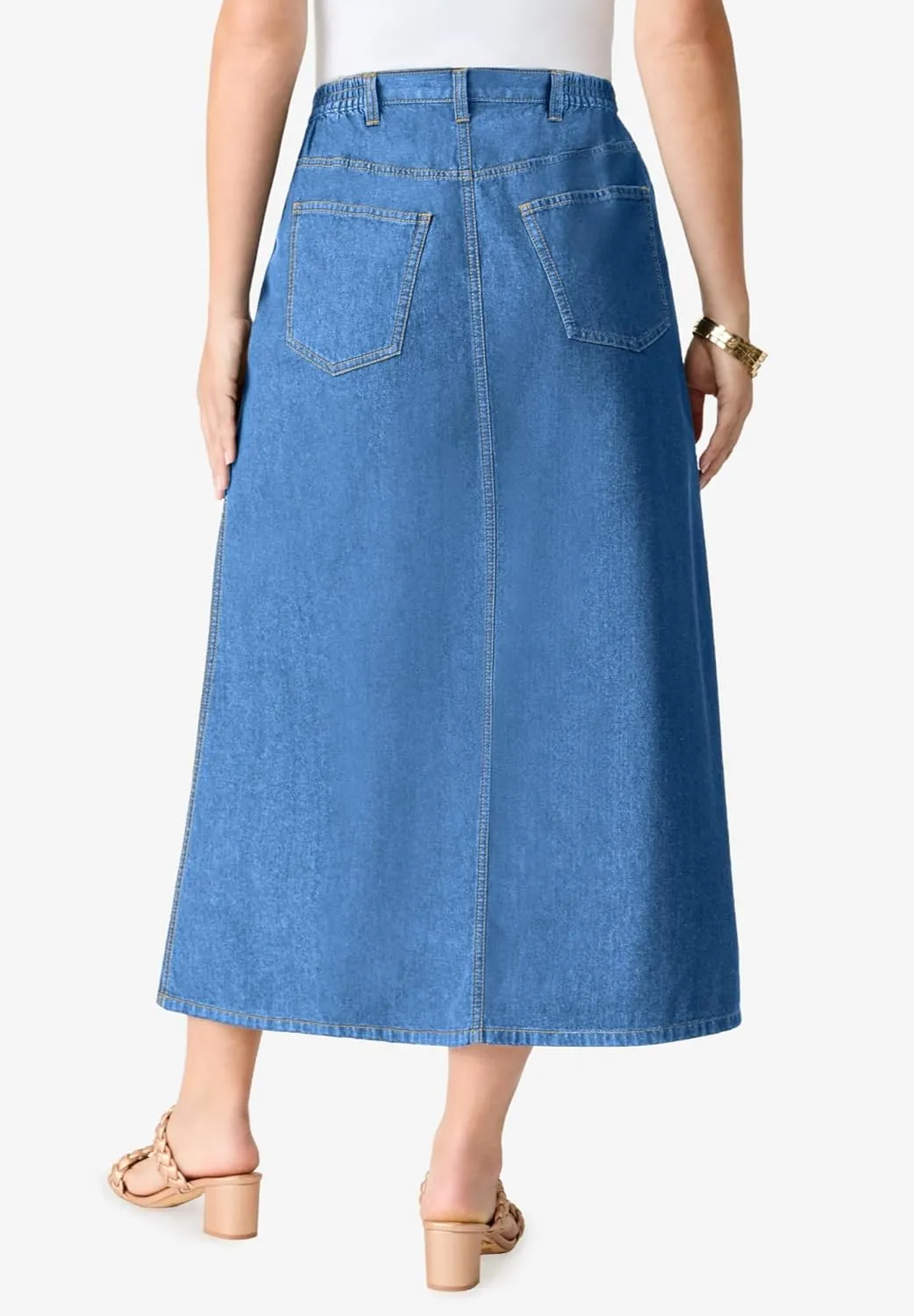 Roaman's Women's Plus Size Complete Cotton A-Line Skirt