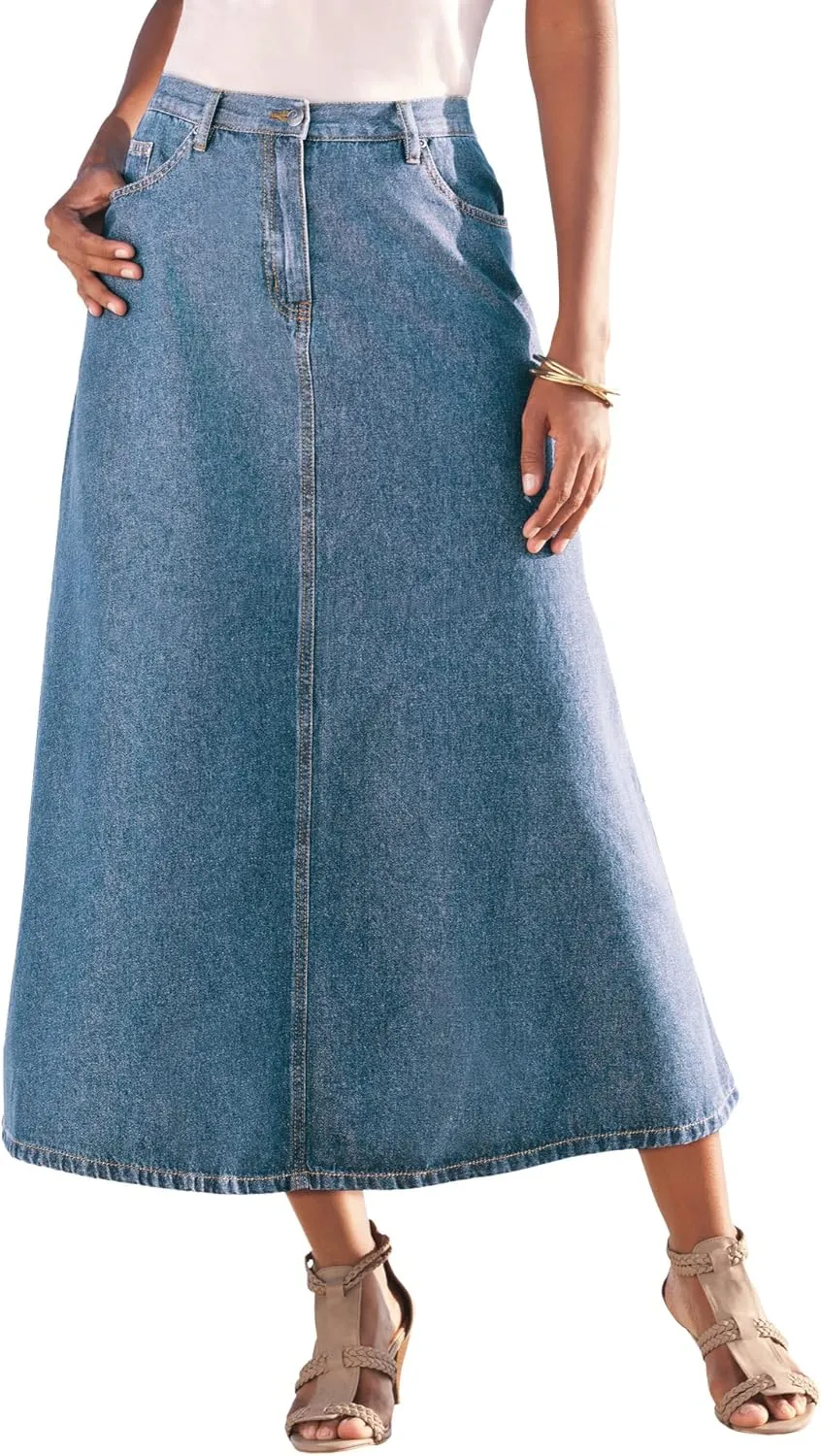 Roaman's Women's Plus Size Complete Cotton A-Line Skirt