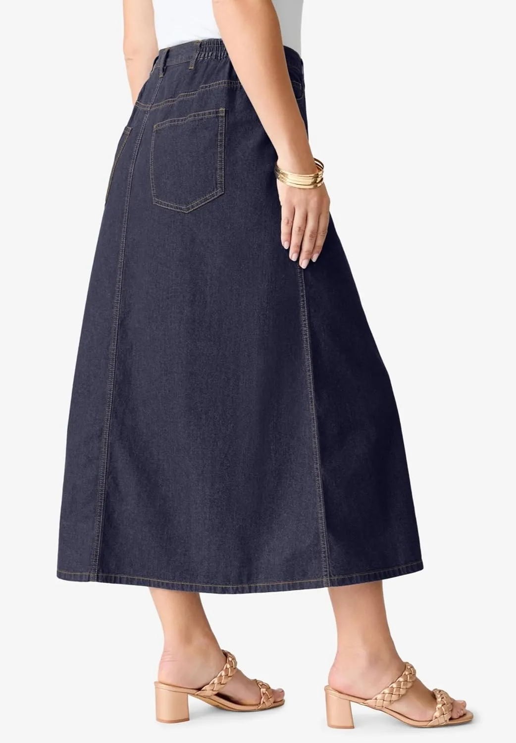 Roaman's Women's Plus Size Complete Cotton A-Line Skirt