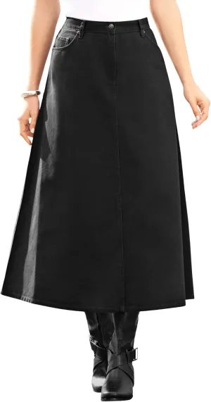Roaman's Women's Plus Size Complete Cotton A-Line Skirt