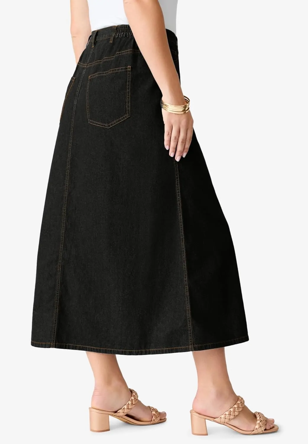 Roaman's Women's Plus Size Complete Cotton A-Line Skirt