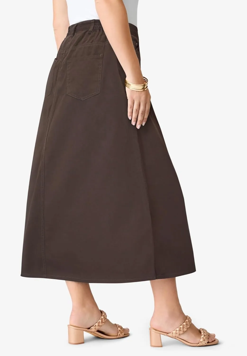 Roaman's Women's Plus Size Complete Cotton A-Line Skirt