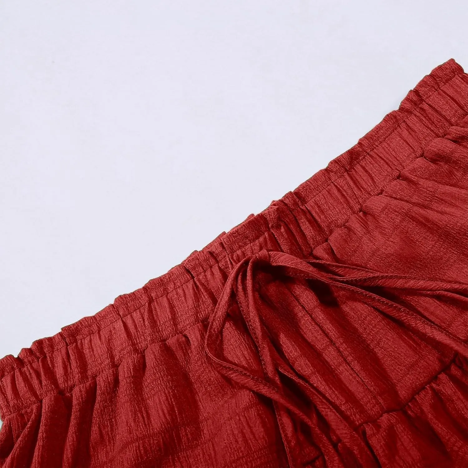 Ruffled Ruched Skorts for Women High Waisted Tiered Mini Skort 2025 Summer Boho Casual Beach Comfy Shorts Skirt