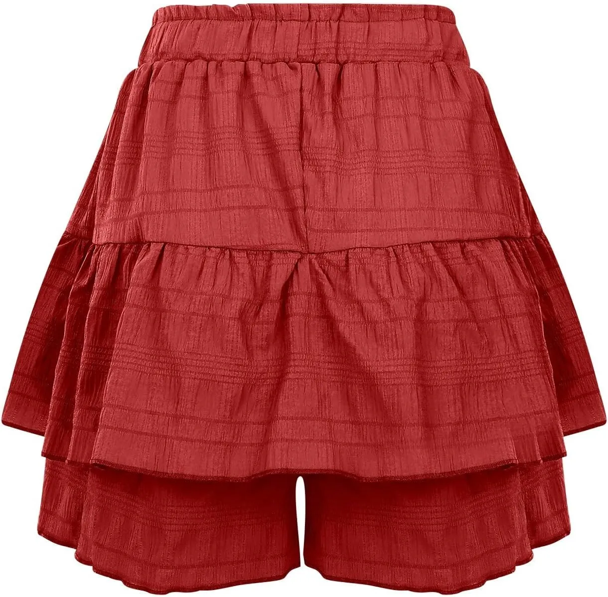 Ruffled Ruched Skorts for Women High Waisted Tiered Mini Skort 2025 Summer Boho Casual Beach Comfy Shorts Skirt