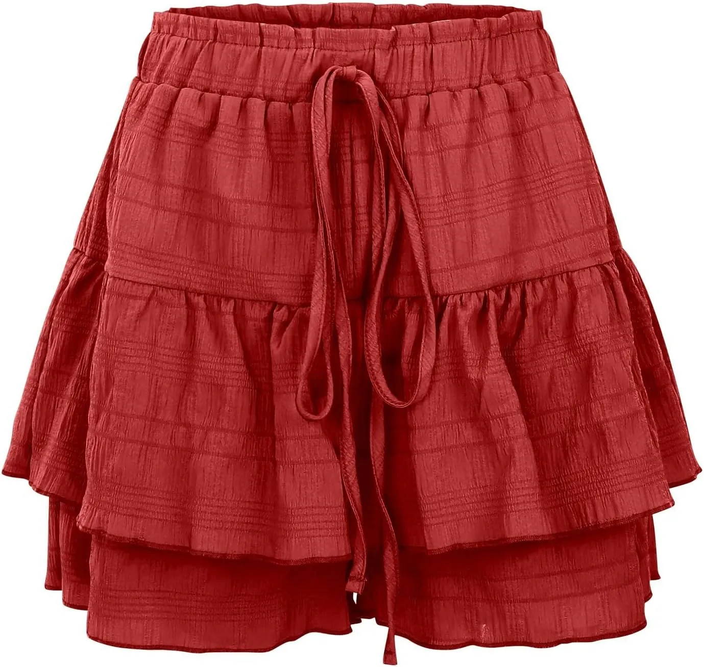 Ruffled Ruched Skorts for Women High Waisted Tiered Mini Skort 2025 Summer Boho Casual Beach Comfy Shorts Skirt