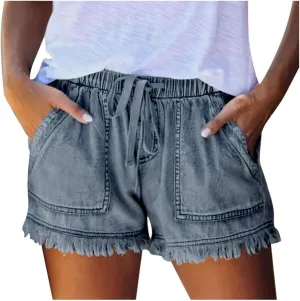 Rvidbe Jean Shorts High Waisted Women's High Waist Denim Shorts Straight Leg Raw Hem Jean Shorts Summer Hot Pants with Pockets Denim Shorts Women High Waisted