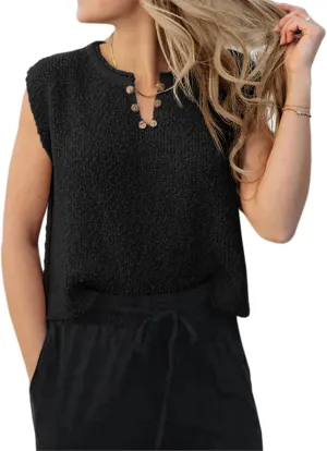 Saodimallsu Womens Sleeveless Crop Top V Neck Ribbed Knit Tank Tops Summer Cropped Lightweight Sweater Vest