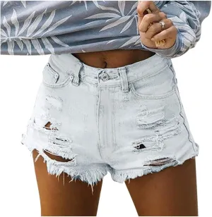 Shorts for Women Denim High Waisted Cute Plain Color Stretchable Mom Jean Shorts with Pockets Fray Hem Slim Shorts Summer Shorts for Women 2023
