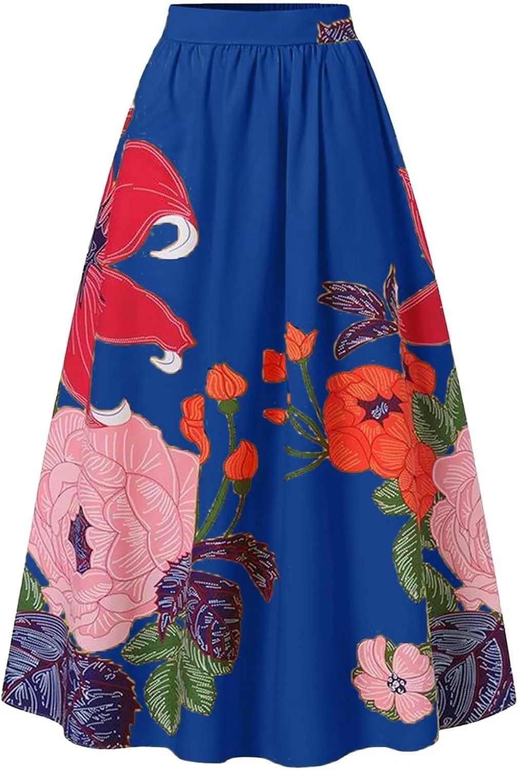 Skirts for Women Women Summer High Waisted Floral Printed Long Skirts Boho Flowy A Line Maxi Skirt with Pockets