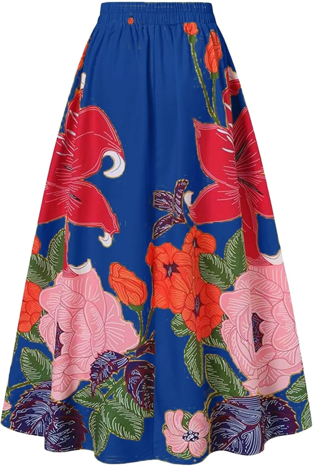 Skirts for Women Women Summer High Waisted Floral Printed Long Skirts Boho Flowy A Line Maxi Skirt with Pockets