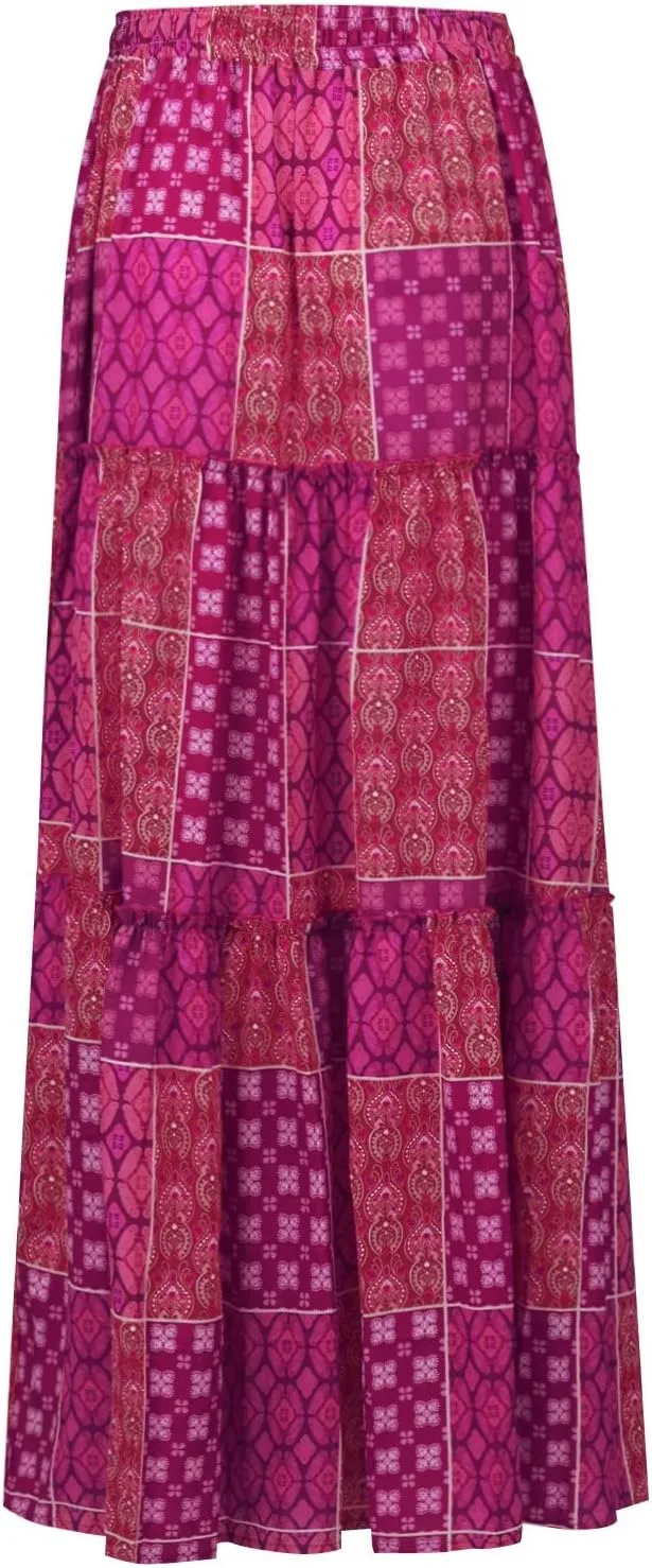 Skirts for Women,Elastic High Waisted Flowy Long Skirts 2025 Trendy Linen Womens Boho Maxi Skirt with Pockets