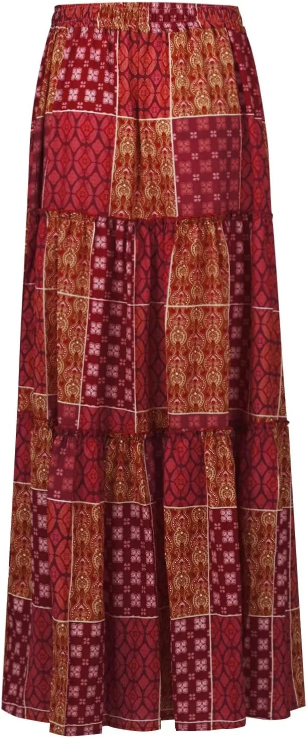 Skirts for Women,Womens Boho Maxi Skirt with Pockets Linen Flowy Long Skirts 2025 Elastic High Waisted Trendy