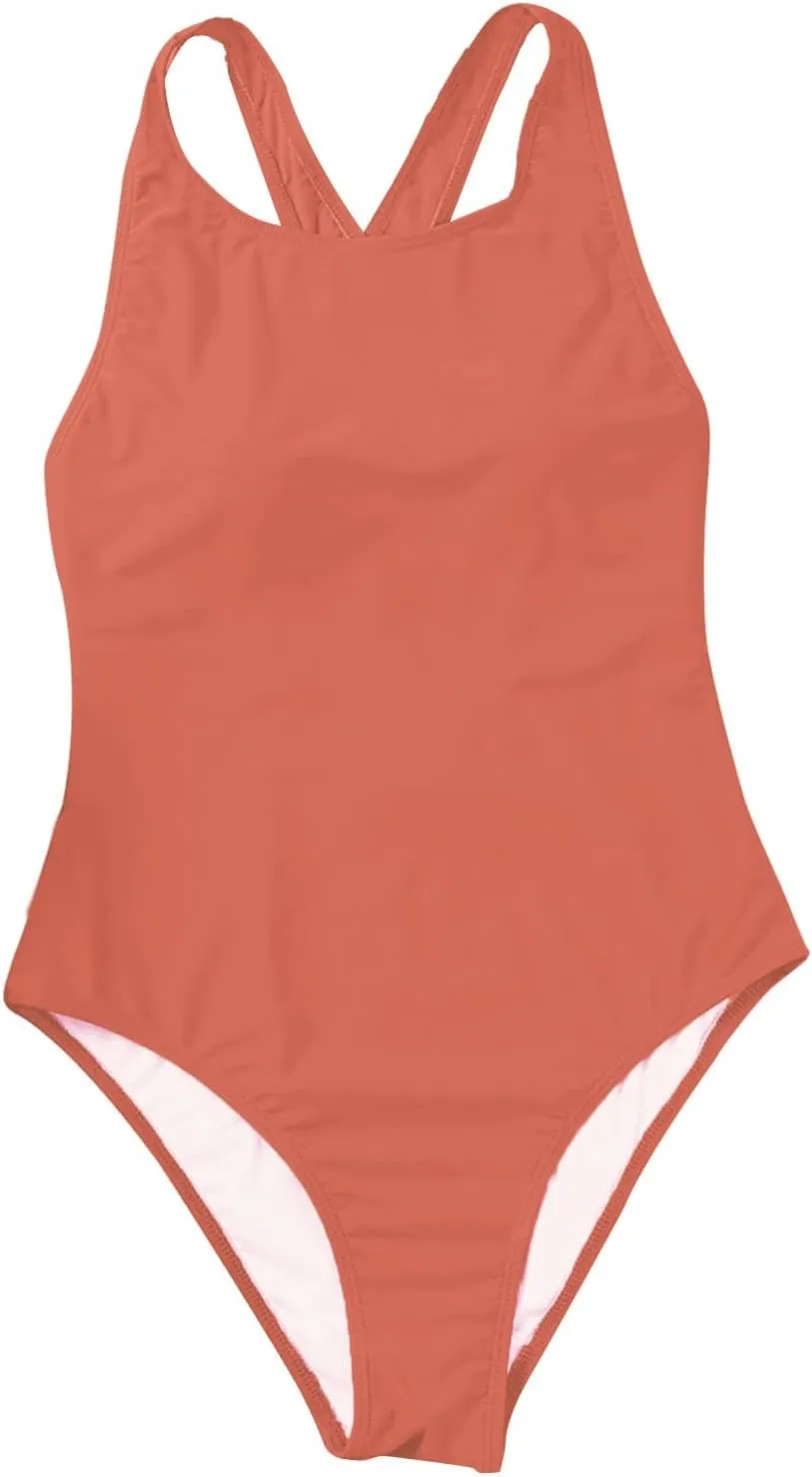 Slimming One Piece Bathing Suit Simple Slimming Back Covering The Belly and Looking Wrap Tie Back One Piece Swimsuit