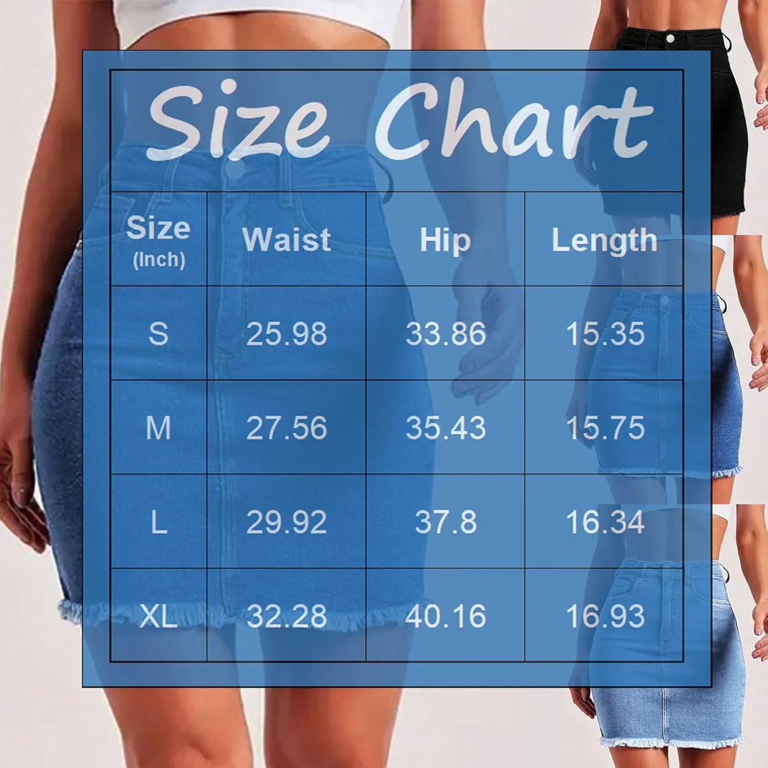 Stretchy Denim Mini Skirts for Women High Waisted Slim Fit Raw Hem Jean Skirt Stretch Bodycon Short Skirt with Pockets