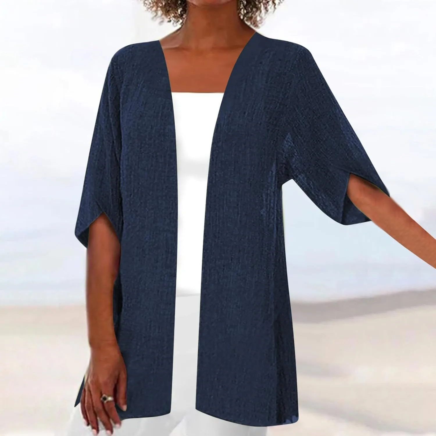 Summer Cardigans for Women Trendy Lightweight Casual Half Sleeve Kimono Cardigan Beach Vacation Plus Size Blouse