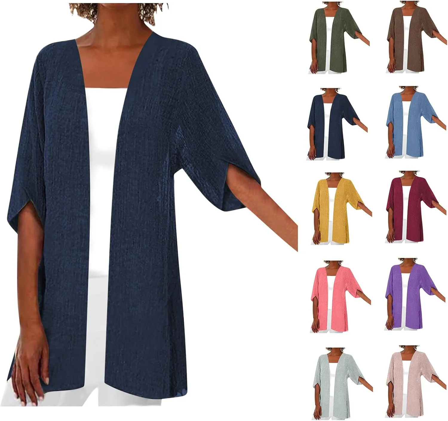 Summer Cardigans for Women Trendy Lightweight Casual Half Sleeve Kimono Cardigan Beach Vacation Plus Size Blouse