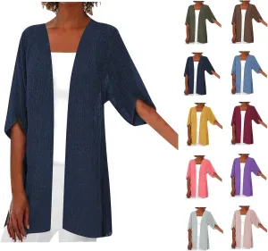 Summer Cardigans for Women Trendy Lightweight Casual Half Sleeve Kimono Cardigan Beach Vacation Plus Size Blouse