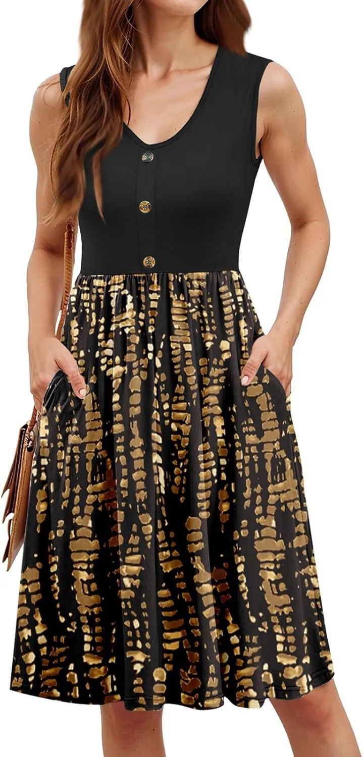 Summer Dresses for Women 2025 Business Casual Flowy Maxi Sun Dress Elegant Loose A Line Sundress