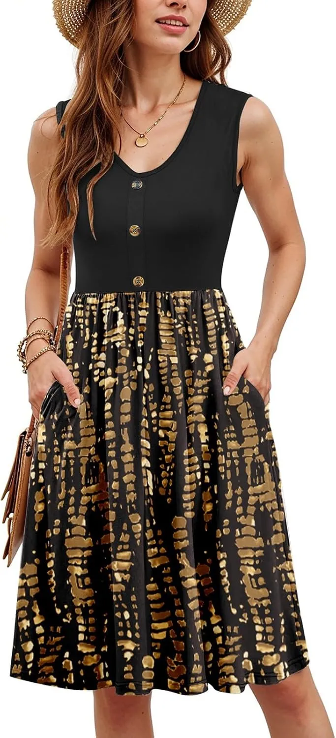Summer Dresses for Women 2025 Business Casual Flowy Maxi Sun Dress Elegant Loose A Line Sundress