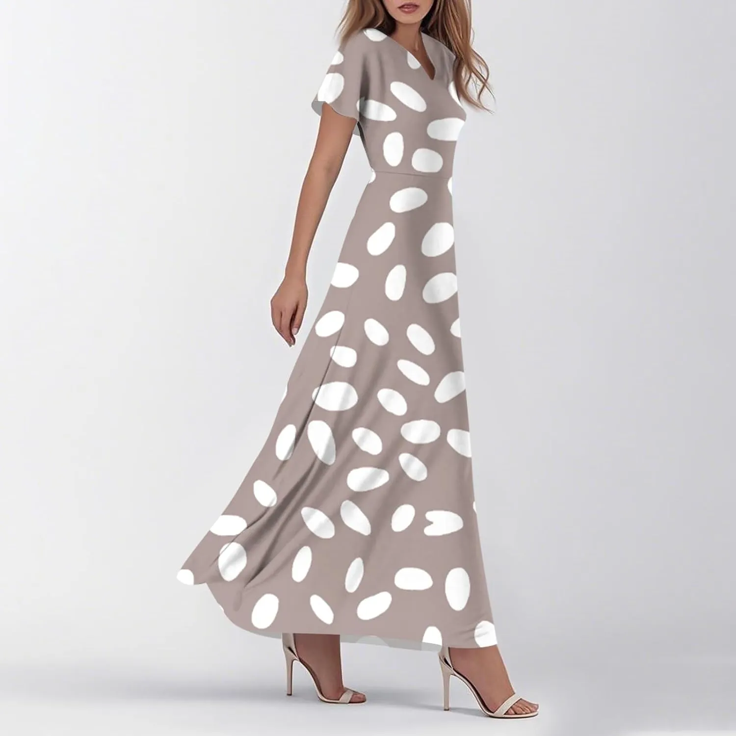 Summer Dresses for Women 2025 Elegant Classy Flowy Ruffle Swing V Neck Church Dress Casual Vacation Long Sundresses