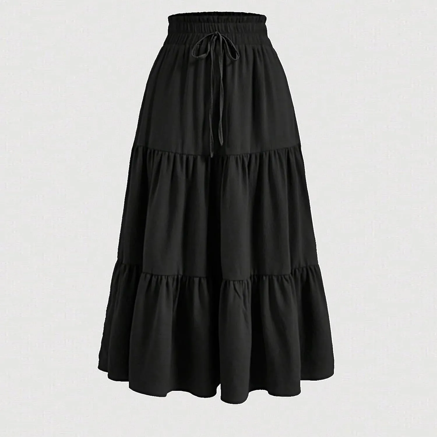 Summer Skirts for Women 2025 Boho Casual Pleated High Waisted Floral Midi Skirt Elastic Tie Knot Flowy A line Skirts