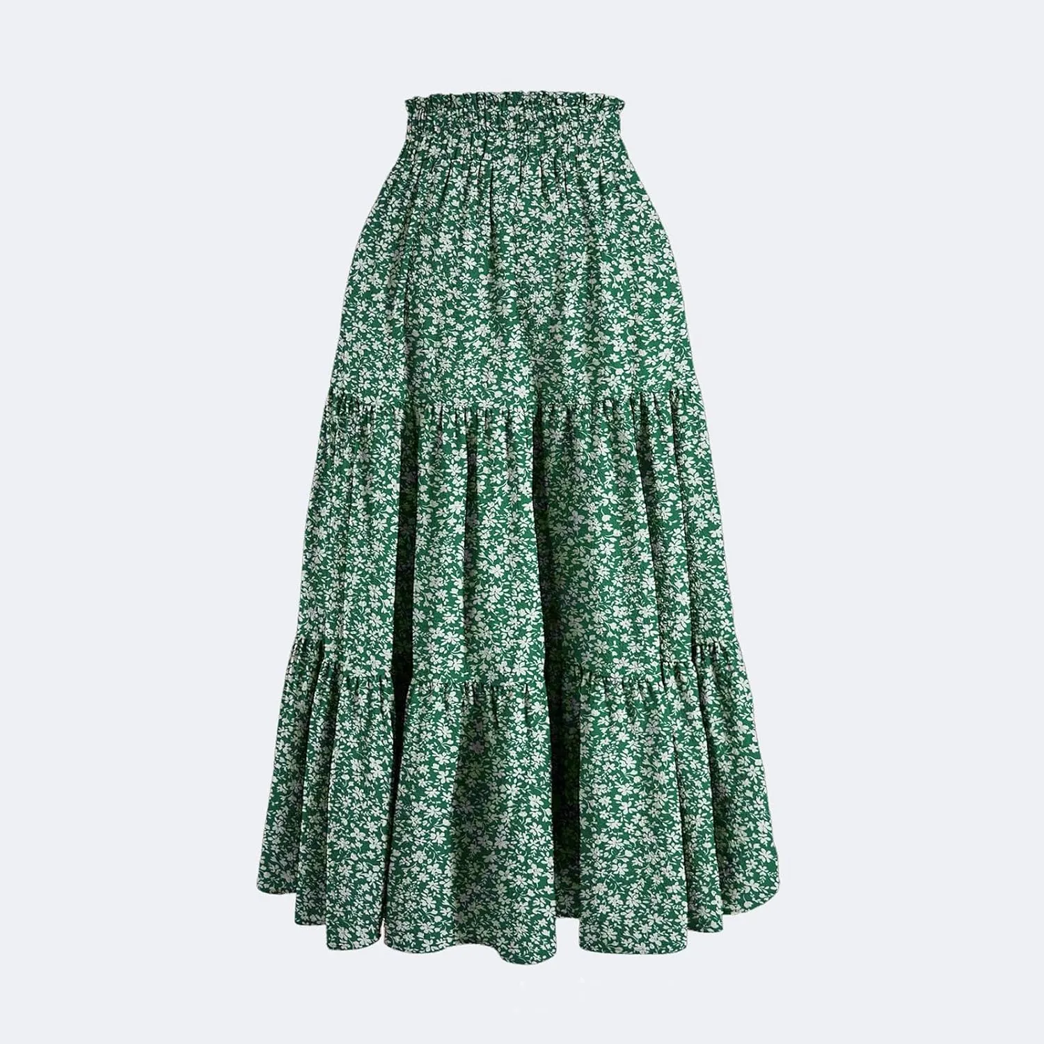 Summer Skirts for Women 2025 Boho Casual Pleated High Waisted Floral Midi Skirt Elastic Tie Knot Flowy A line Skirts
