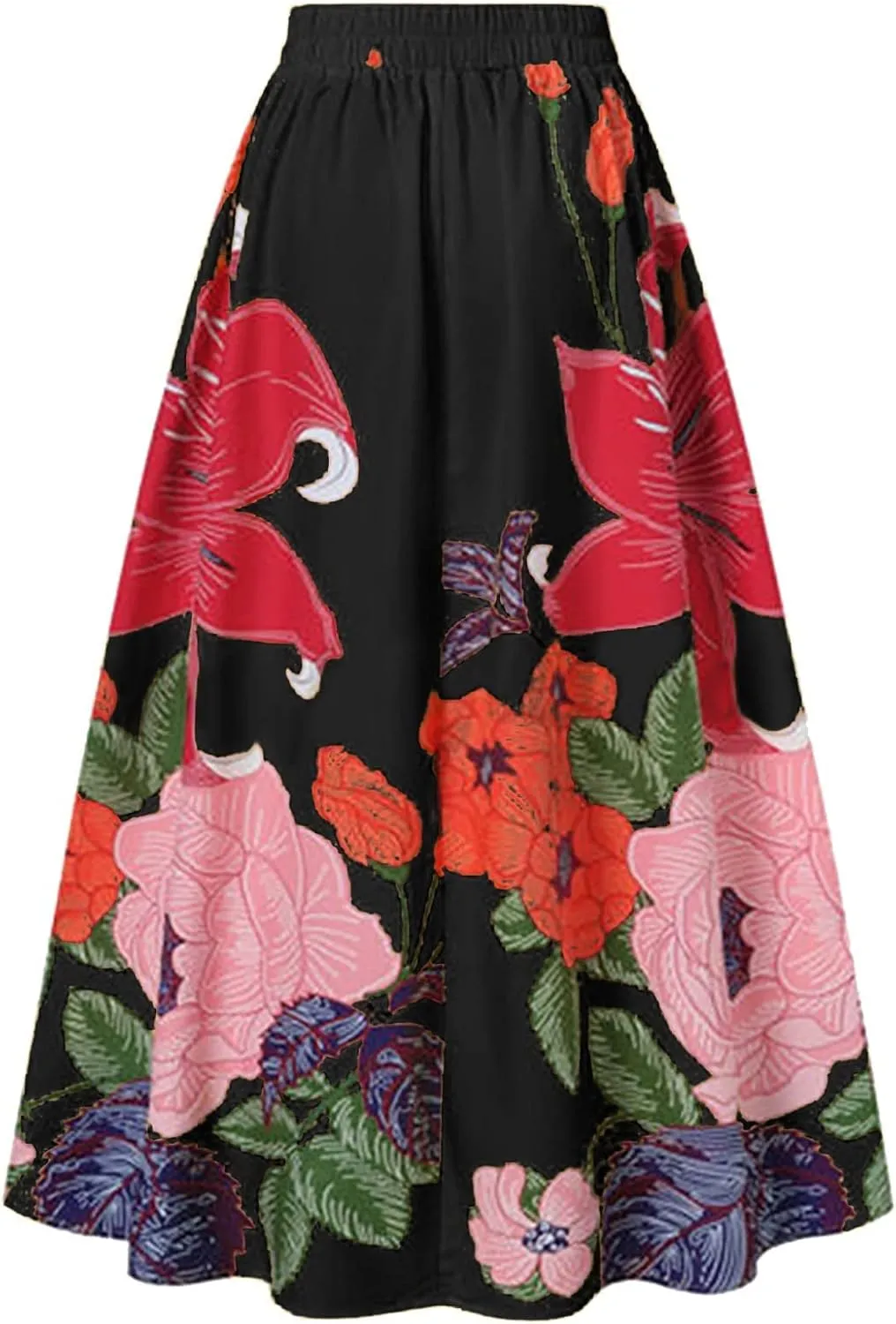 Summer Skirts for Women Flowy High Waisted Skirt Boho Vacation A-Line Swing Long Floral Maxi Floral Skirts