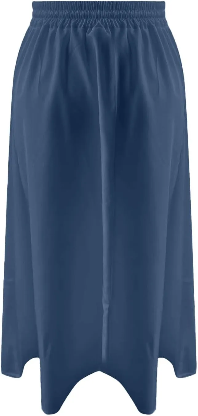 Summer Skirts for Women Midi Length Drawstring Elastic Waisted Flowy Ruffle A-Line Skirt with Pockets