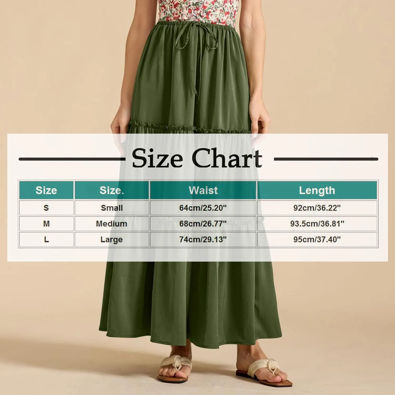 Summer Skirts for Women Tiered Pleated A-Line Elastic Waist Drawstring Flowy Beach Maxi Skirt Vacation Trendy Outfit