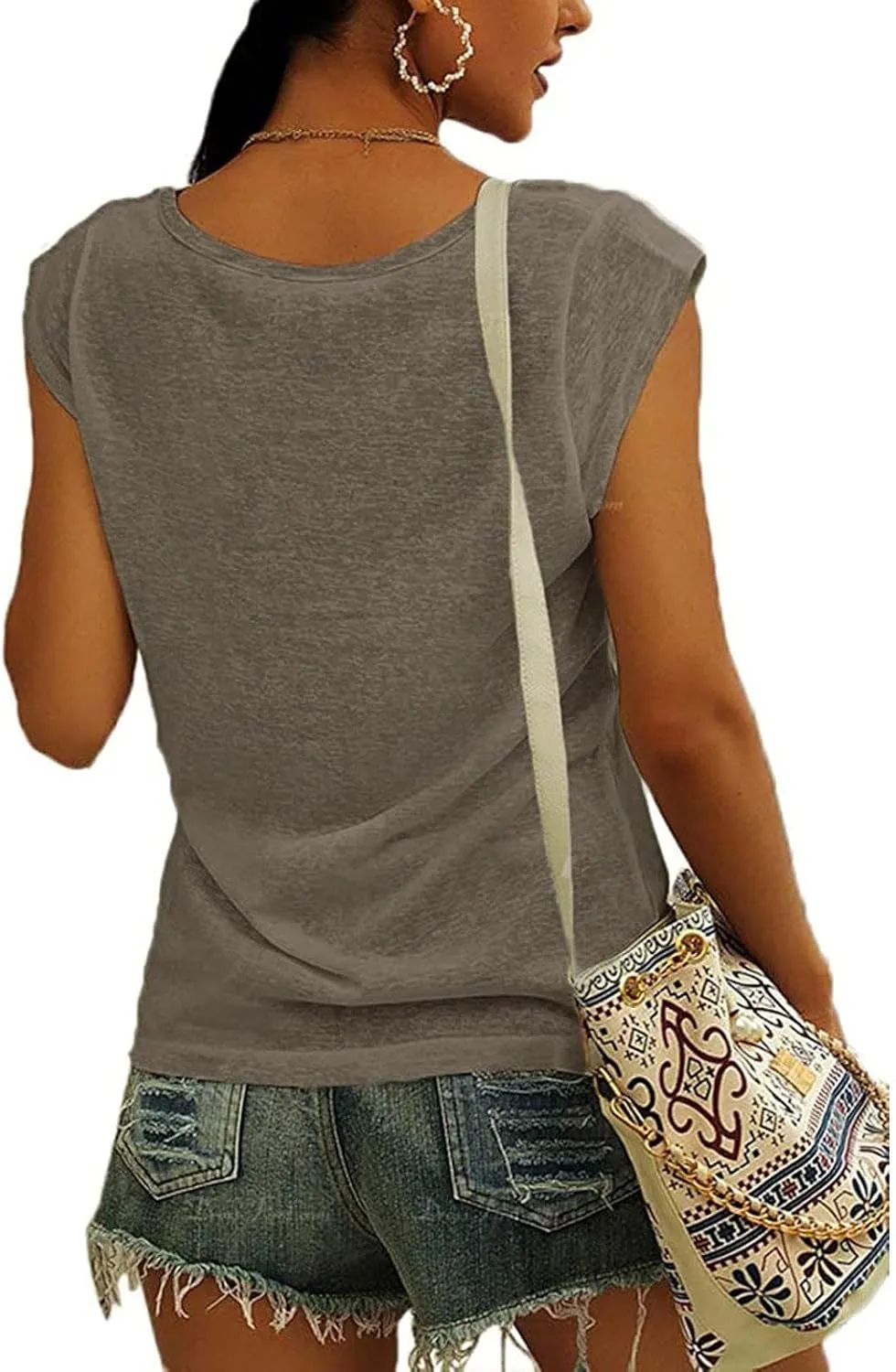 Summer Tops for Women 2023 Trendy Womens' Cap Sleeve Casual Loose Fit Basic Shirts Tank Tops