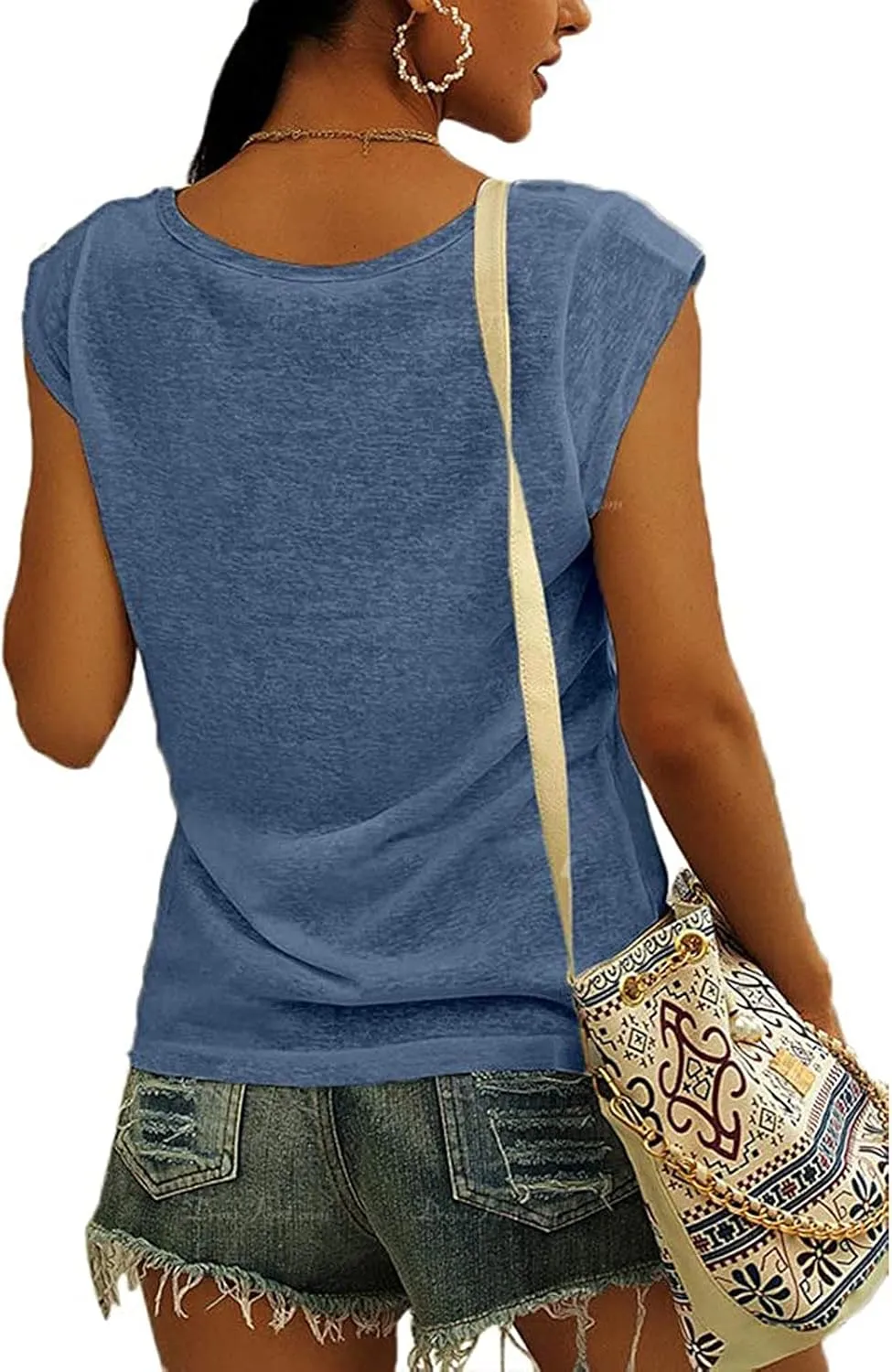 Summer Tops for Women 2023 Trendy Womens' Cap Sleeve Casual Loose Fit Basic Shirts Tank Tops