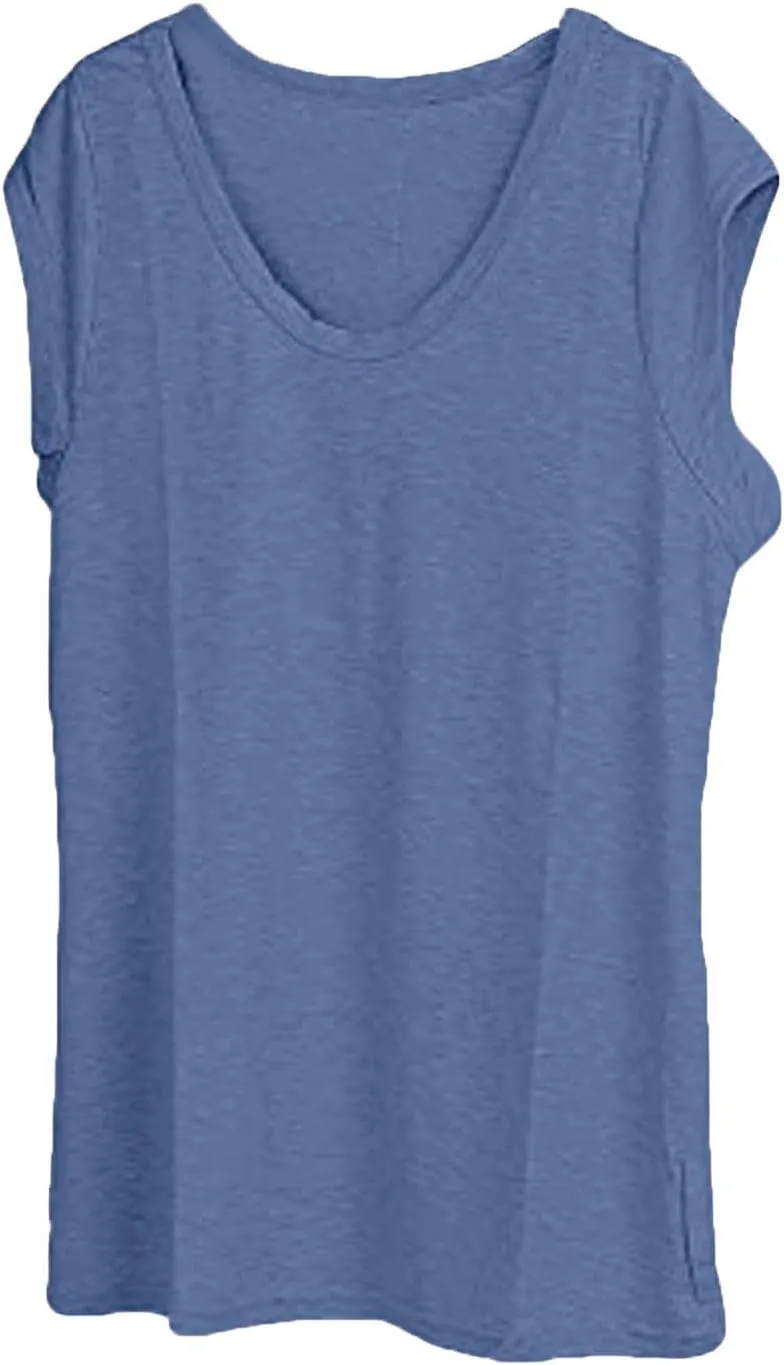 Summer Tops for Women 2023 Trendy Womens' Cap Sleeve Casual Loose Fit Basic Shirts Tank Tops