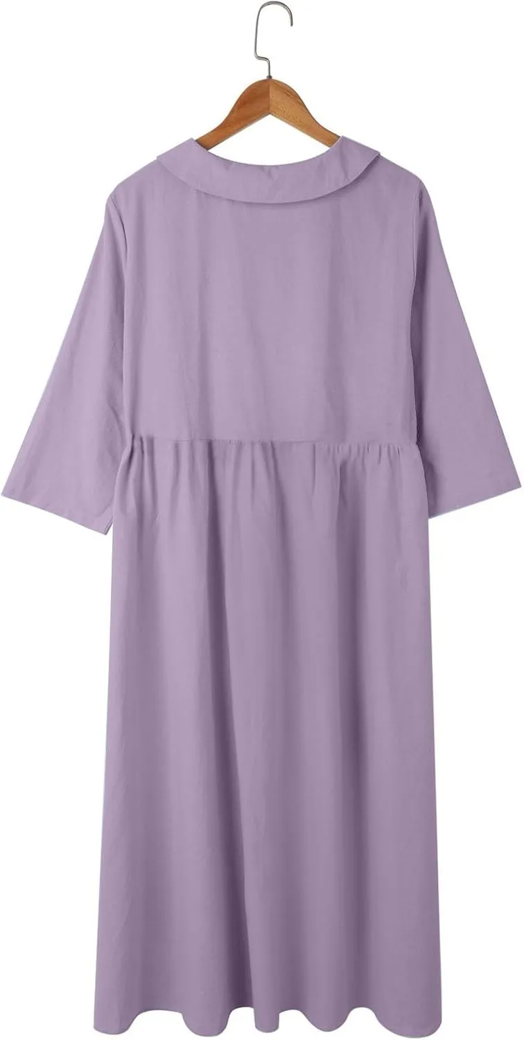 Sun Dresses for Women 2025 Vacation Beach Casual Loose Summer Cover Up V-Neck Dress Button Down Boho Short Sleeve Dresses