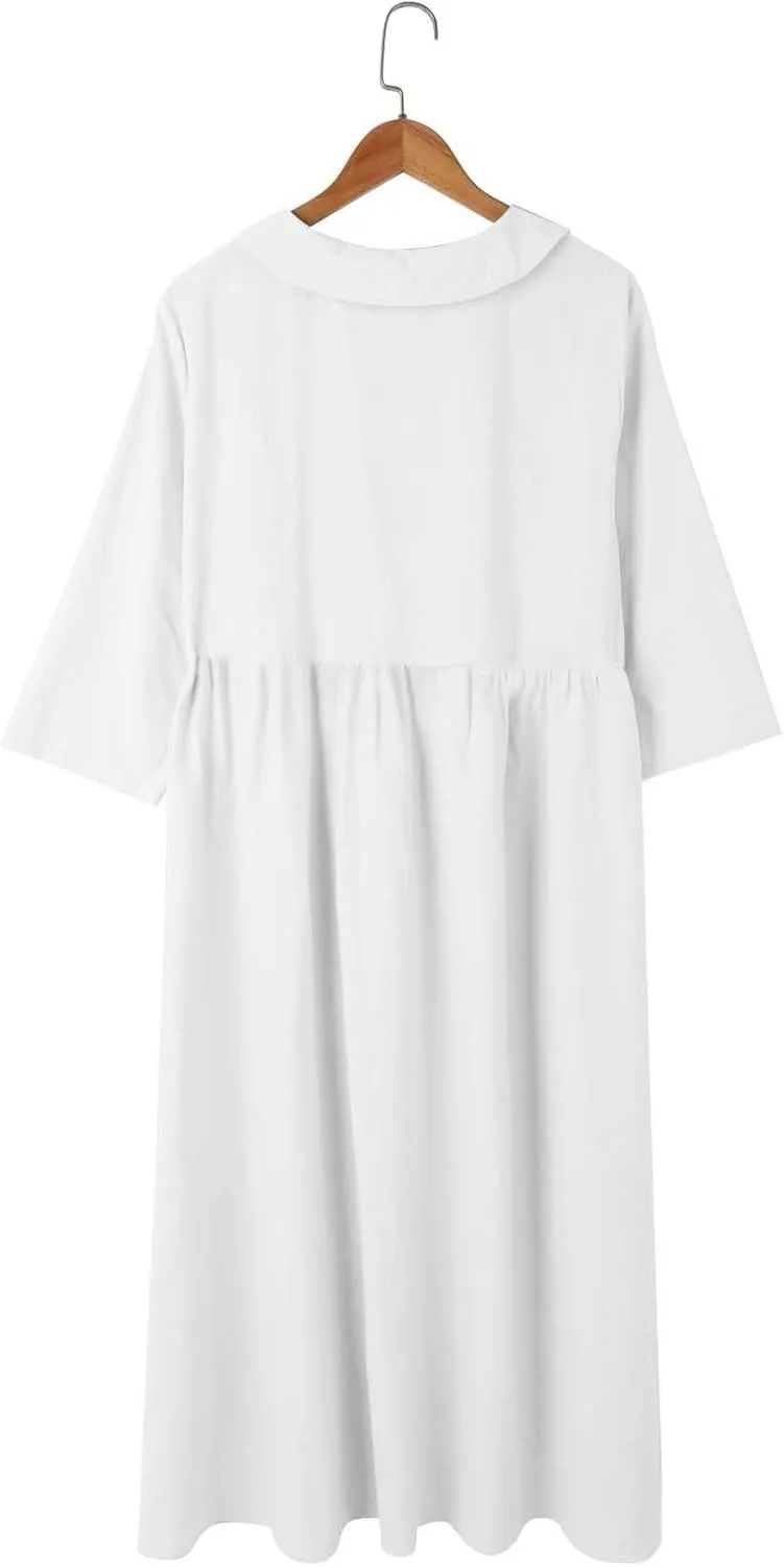 Sun Dresses for Women 2025 Vacation Beach Casual Loose Summer Cover Up V-Neck Dress Button Down Boho Short Sleeve Dresses