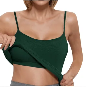 Tank Tops for Women Summer Knitted Casual Spaghetti Straps Sleeveless Solid Shirts Casual Beach Vacation Padded Tank