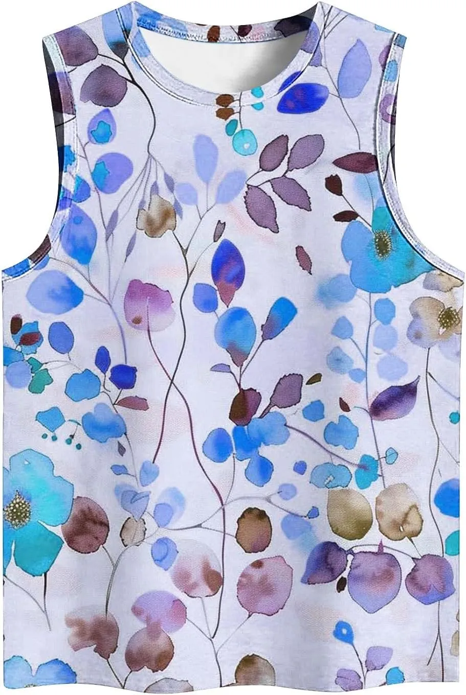 Tank Tops for Women Trendy Colorblock Printed Sleeveless Crew Neck Camisole Casual Trendy Vacation Tunic Shirts 2025