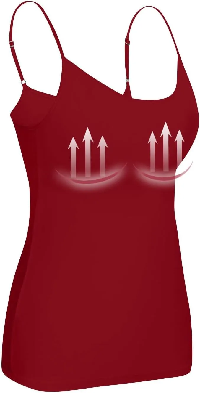 Tank Tops with Built in Shelf Bras for Women Adjustable Spaghetti Strap Camisole Top Workout Beach Basic Undershirts