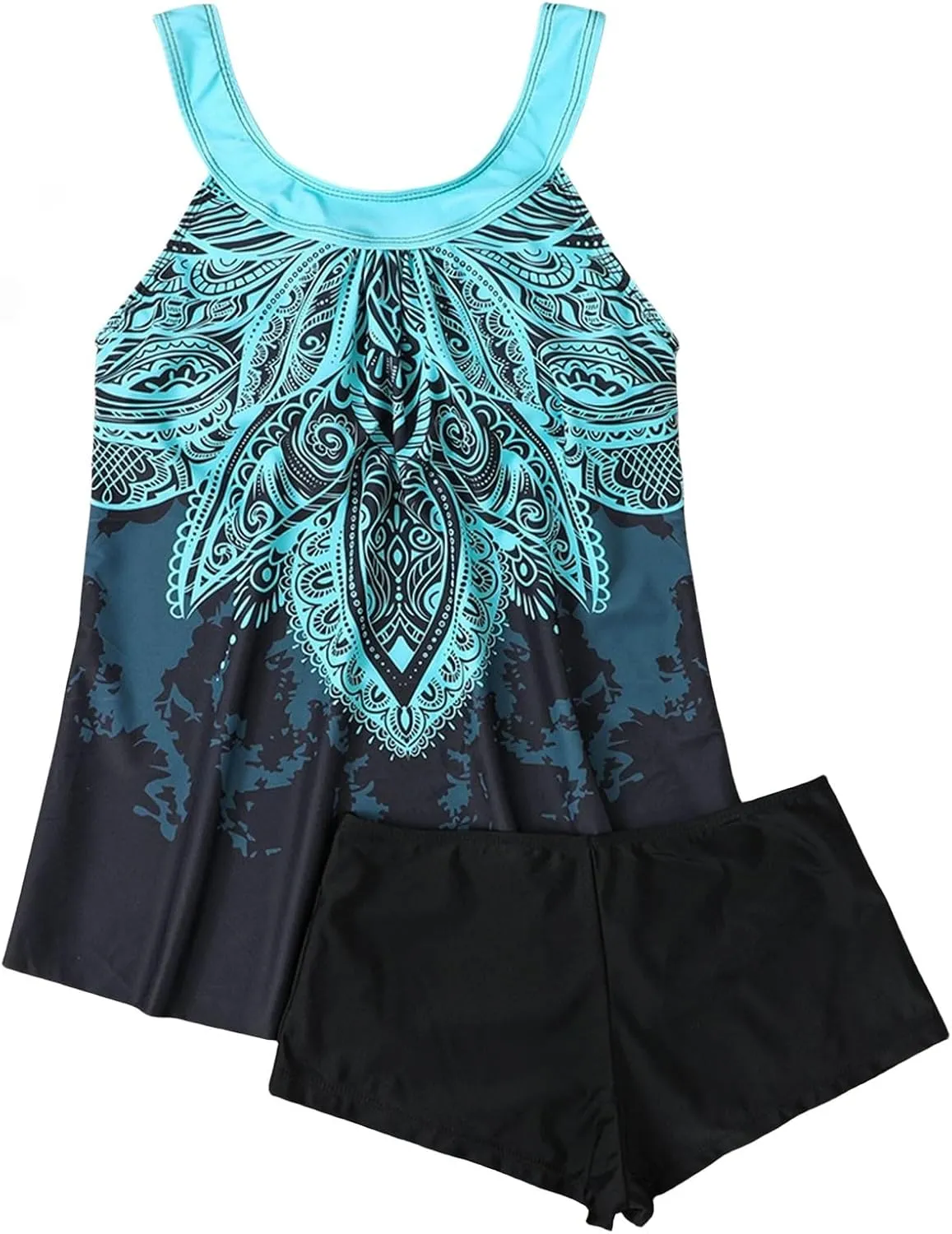Tankini Swimsuits for Women,2024 Summer Two Piece Bathing Suits Trendy Print Sling Swim Tank Top with Boys Shorts