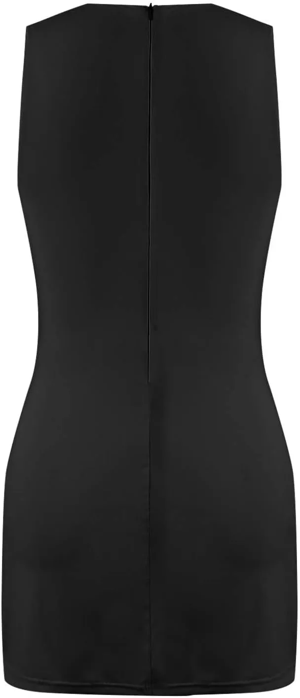 Tennis Dresses for Women with Shorts Athletic Side Slit Golf Dresses Sleeveless Crew Neck Mini Dress with Pockets