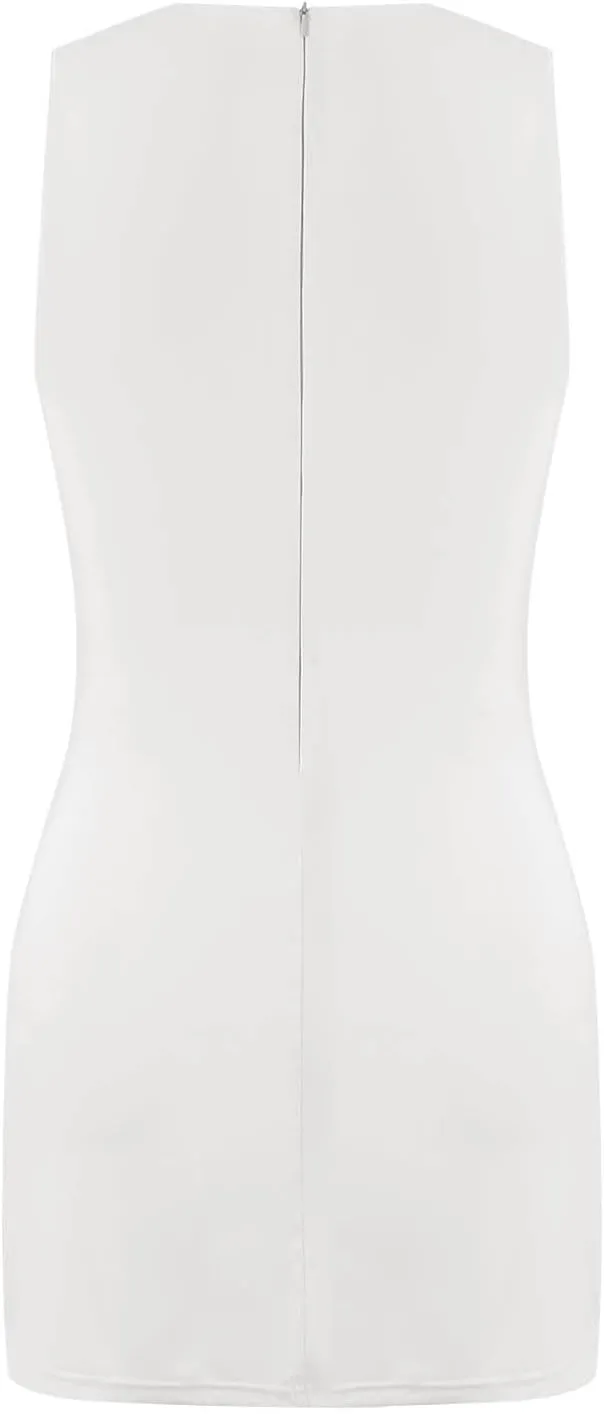Tennis Dresses for Women with Shorts Athletic Side Slit Golf Dresses Sleeveless Crew Neck Mini Dress with Pockets