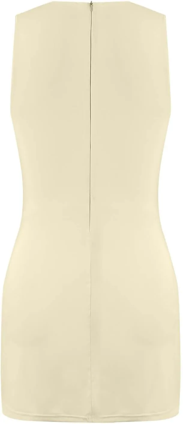 Tennis Dresses for Women with Shorts Athletic Side Slit Golf Dresses Sleeveless Crew Neck Mini Dress with Pockets
