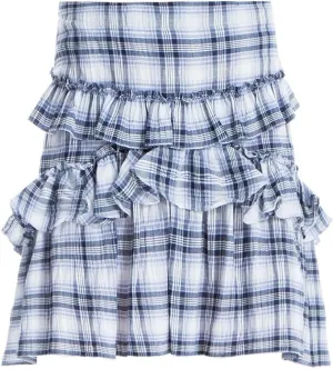 Tiered Plaid A-Line Skirt