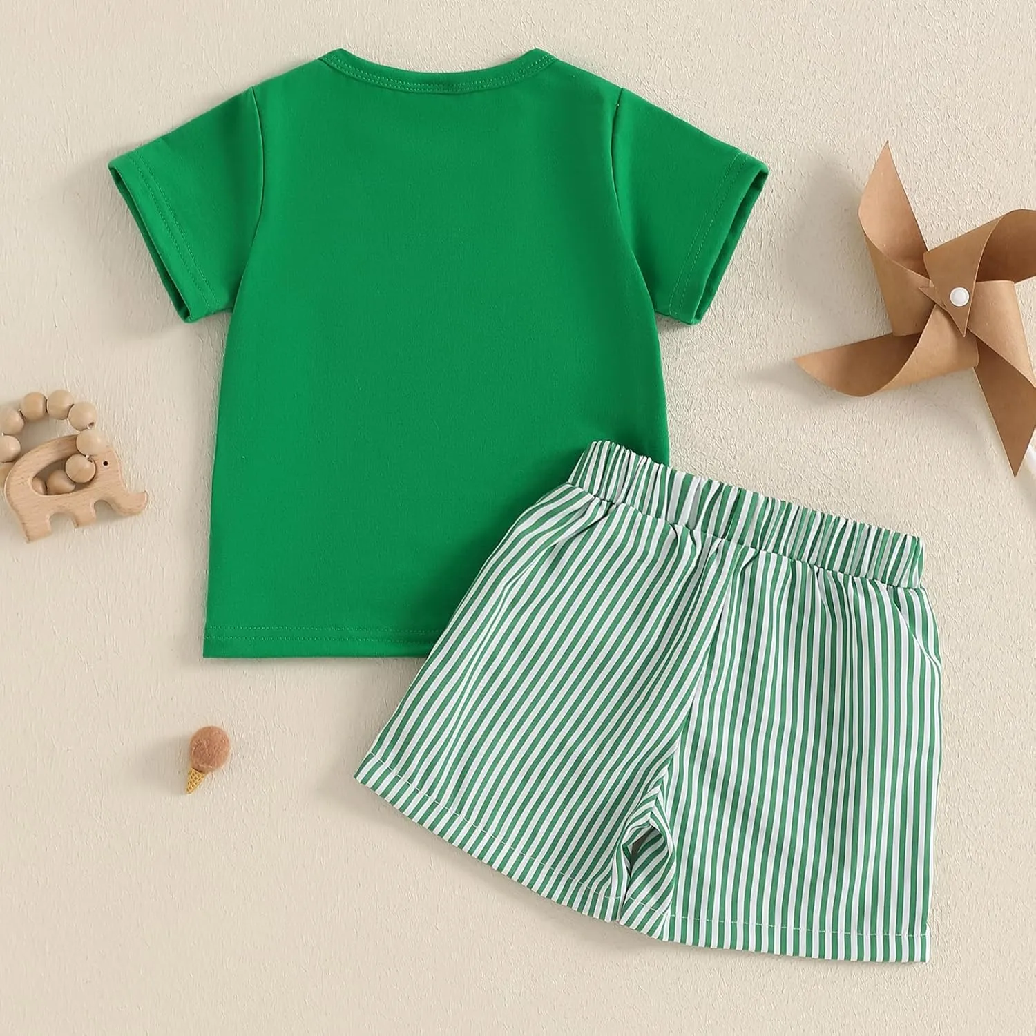 Toddler Boy Summer Clothes Animal Embroidery Smocked Short Sleeve T-Shirt   Casual Shorts