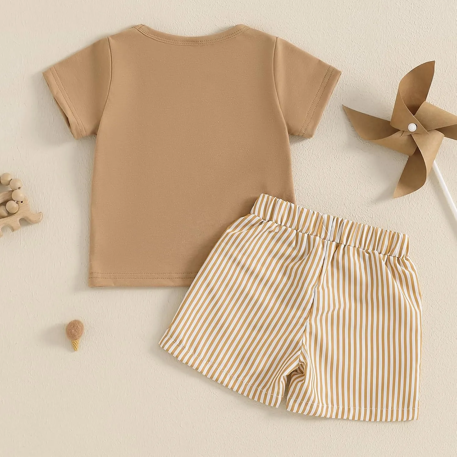 Toddler Boy Summer Clothes Animal Embroidery Smocked Short Sleeve T-Shirt   Casual Shorts