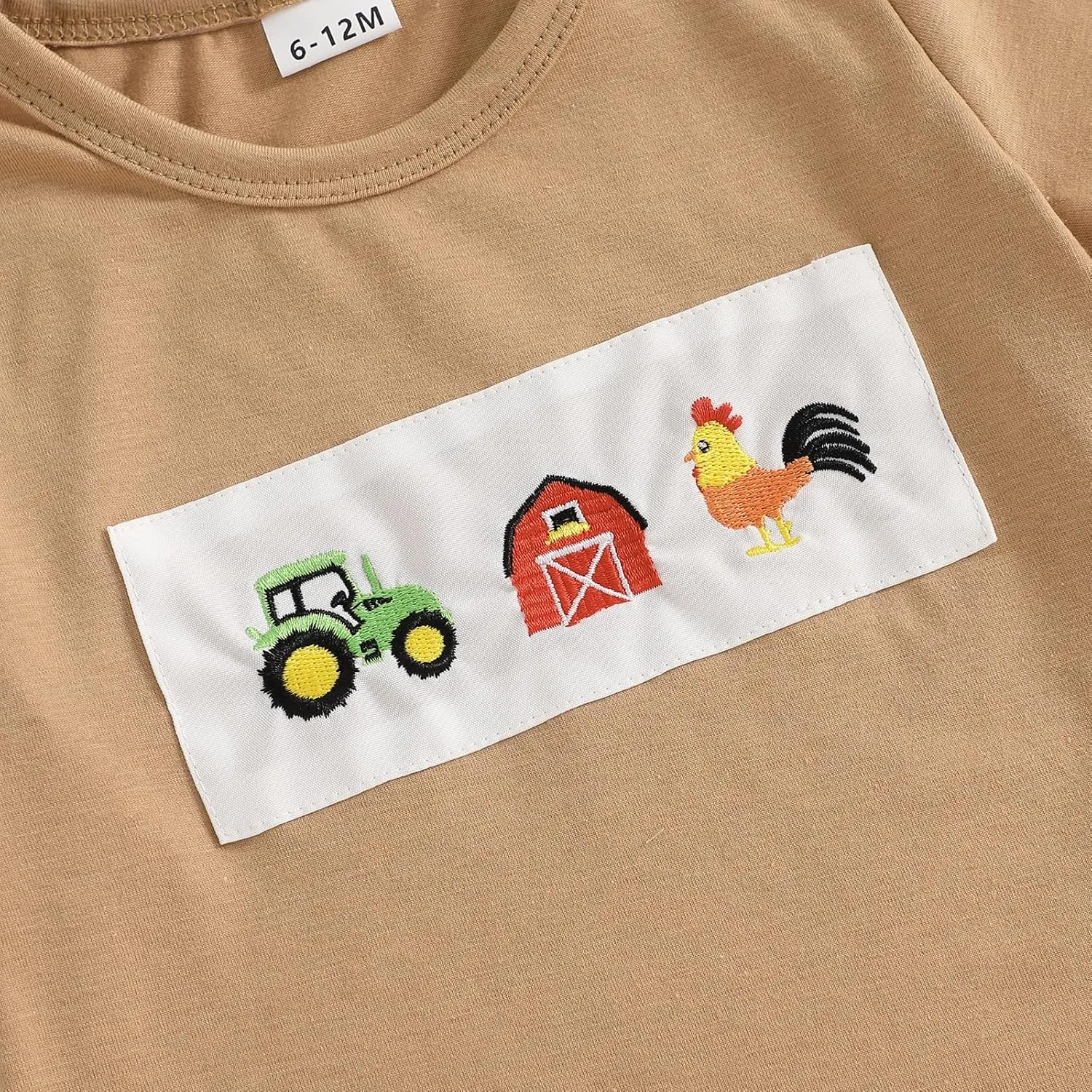 Toddler Boy Summer Clothes Animal Embroidery Smocked Short Sleeve T-Shirt   Casual Shorts