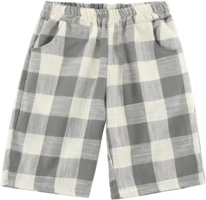Toddler Boys' Shorts Chino Short Summer Cotton Plaid Casual Shorts with Pockets