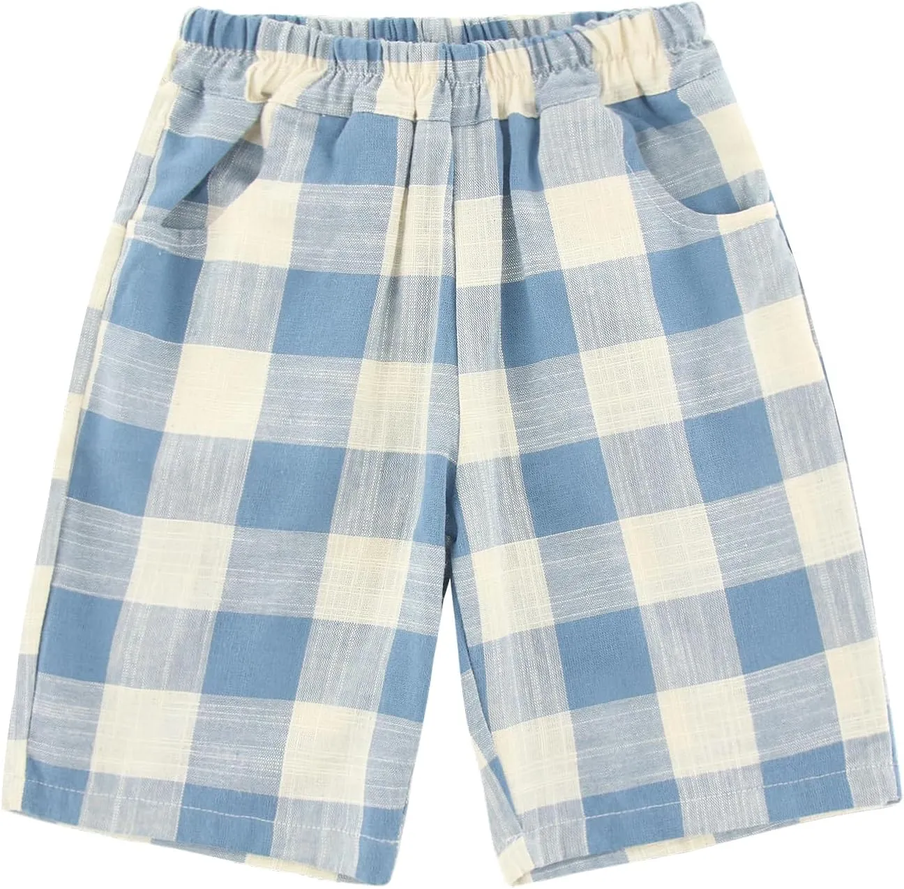 Toddler Boys' Shorts Chino Short Summer Cotton Plaid Casual Shorts with Pockets