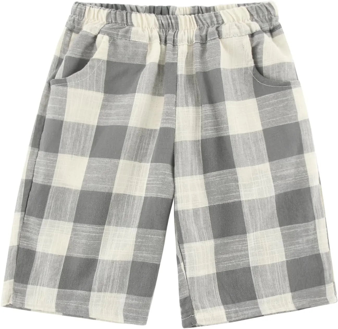 Toddler Boys' Shorts Chino Short Summer Cotton Plaid Casual Shorts with Pockets