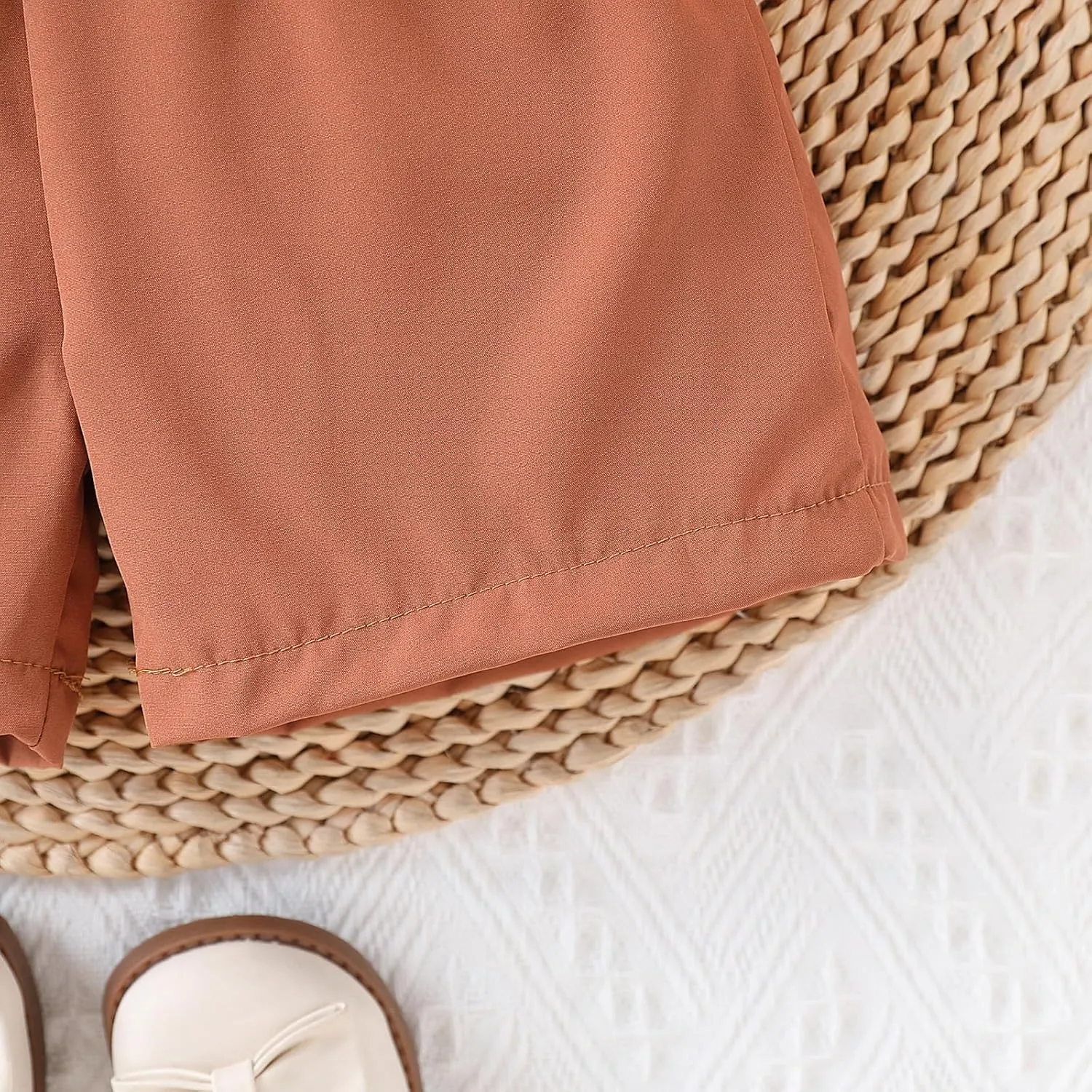 Toddler Girl Summer 2-Piece Solid Color Vest   Casual Shorts Set